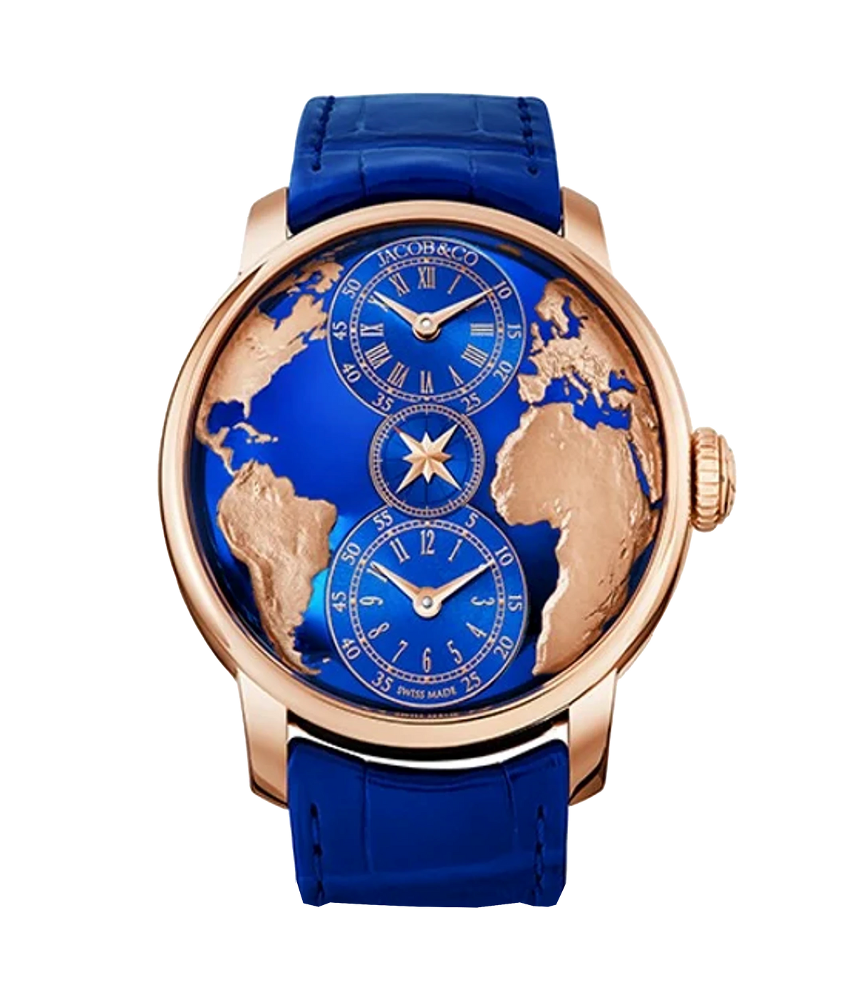 Jacob & Co. DUAL TIME ZONE BLAU 43MM