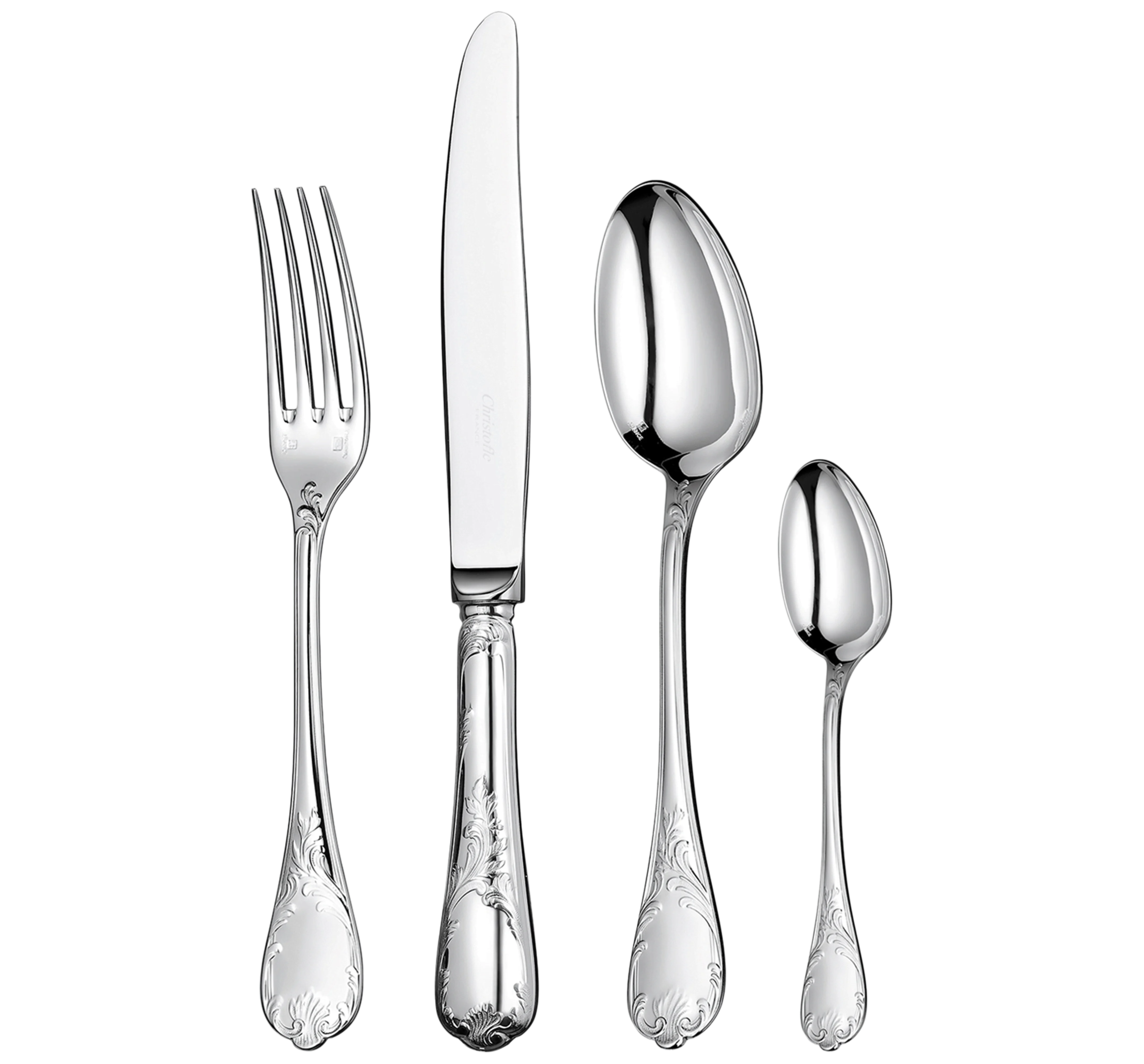 Christofle MARLY 48-Piece Silver-Plated Flatware Set with Chest