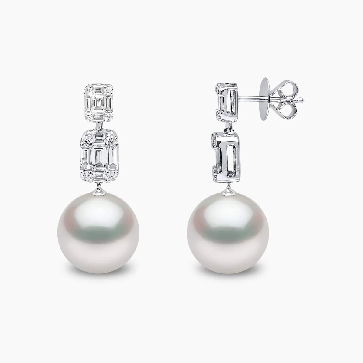 Yoko London STARLIGHT PEARL AND DIAMOND DROP LUNAR EARRINGS