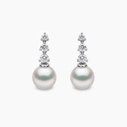 Yoko London DIAMOND CLASSIC PEARL TRIPLE DIAMOND EARRINGS