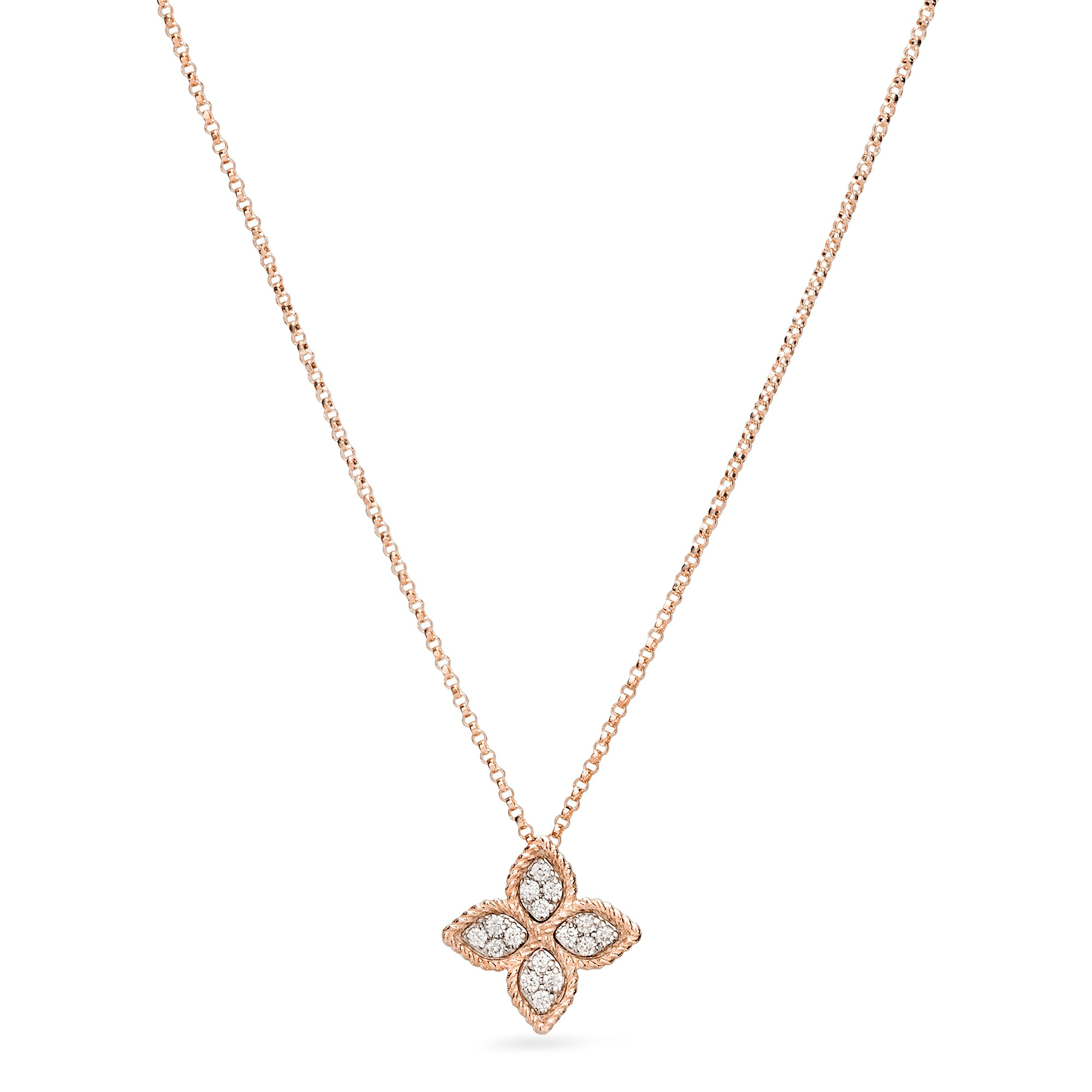 Roberto Coin PRINCESS FLOWER PENDANT WITH DIAMONDS ROSE GOLD