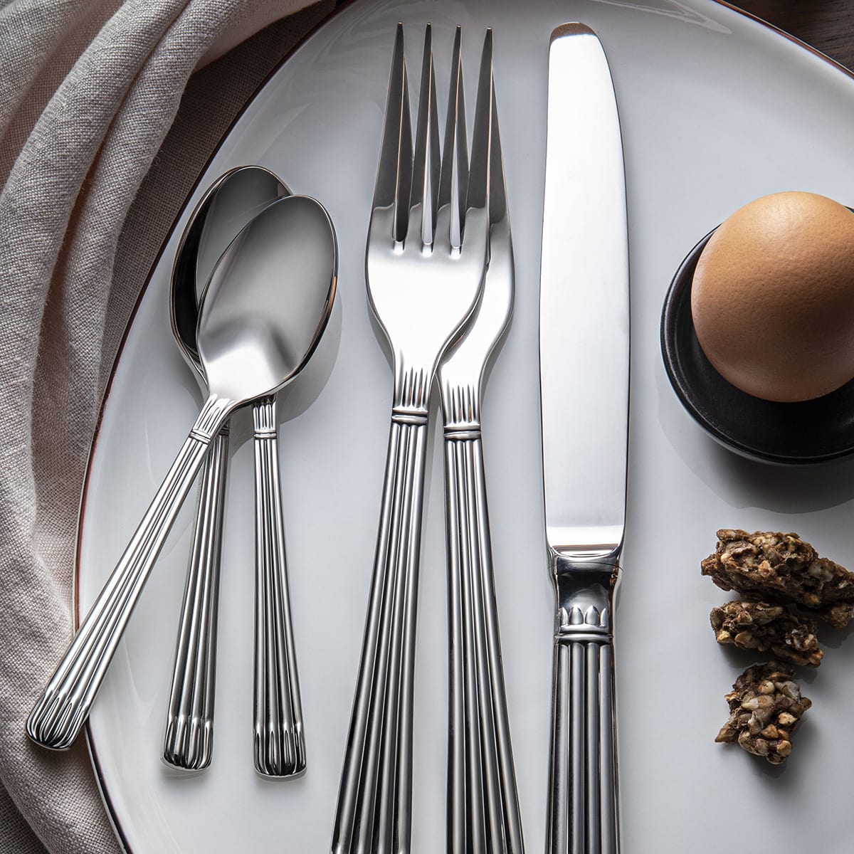 Christofle OSIRIS 36-Piece Stainless Steel Flatware Set with Chest