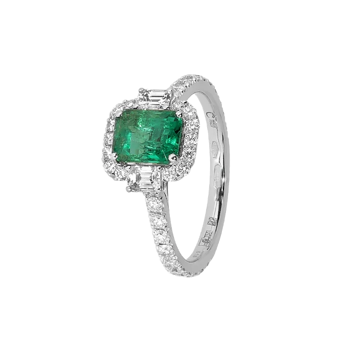 EMERALD RING WITH DIAMONDS Size: 53