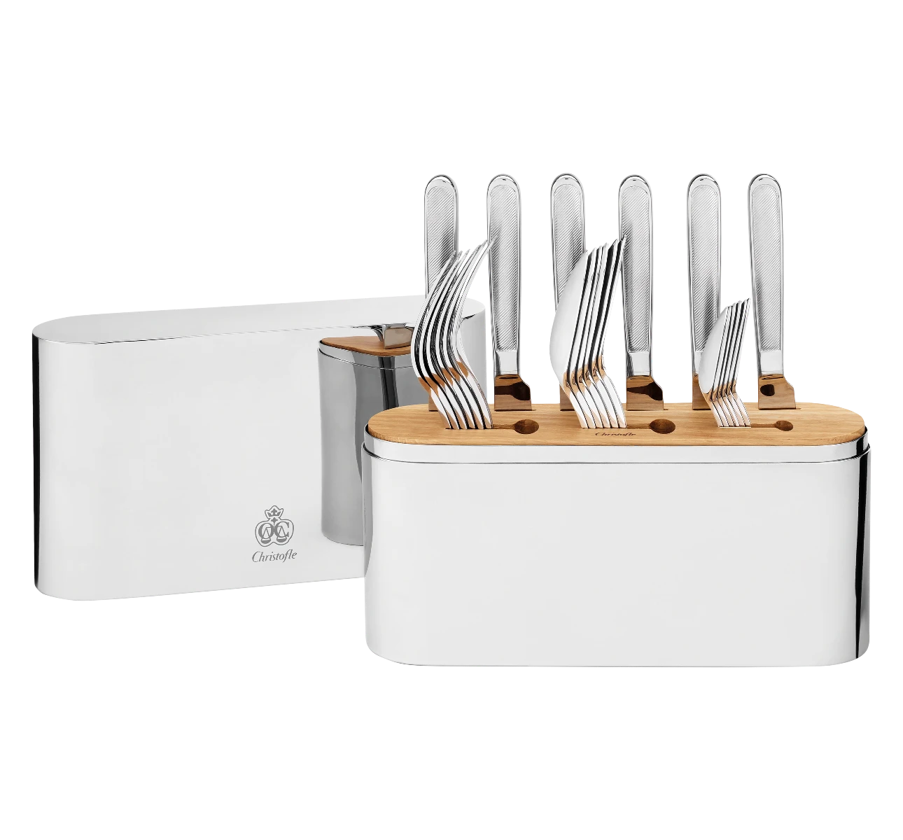 Christofle CONCORDE 24-Piece Stainless Steel Flatware Set with Chest