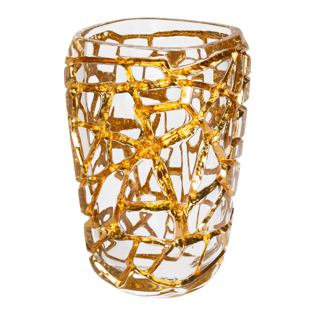 Lalique MAGNITUDE GRAND VASE WITH GOLD LEAVES