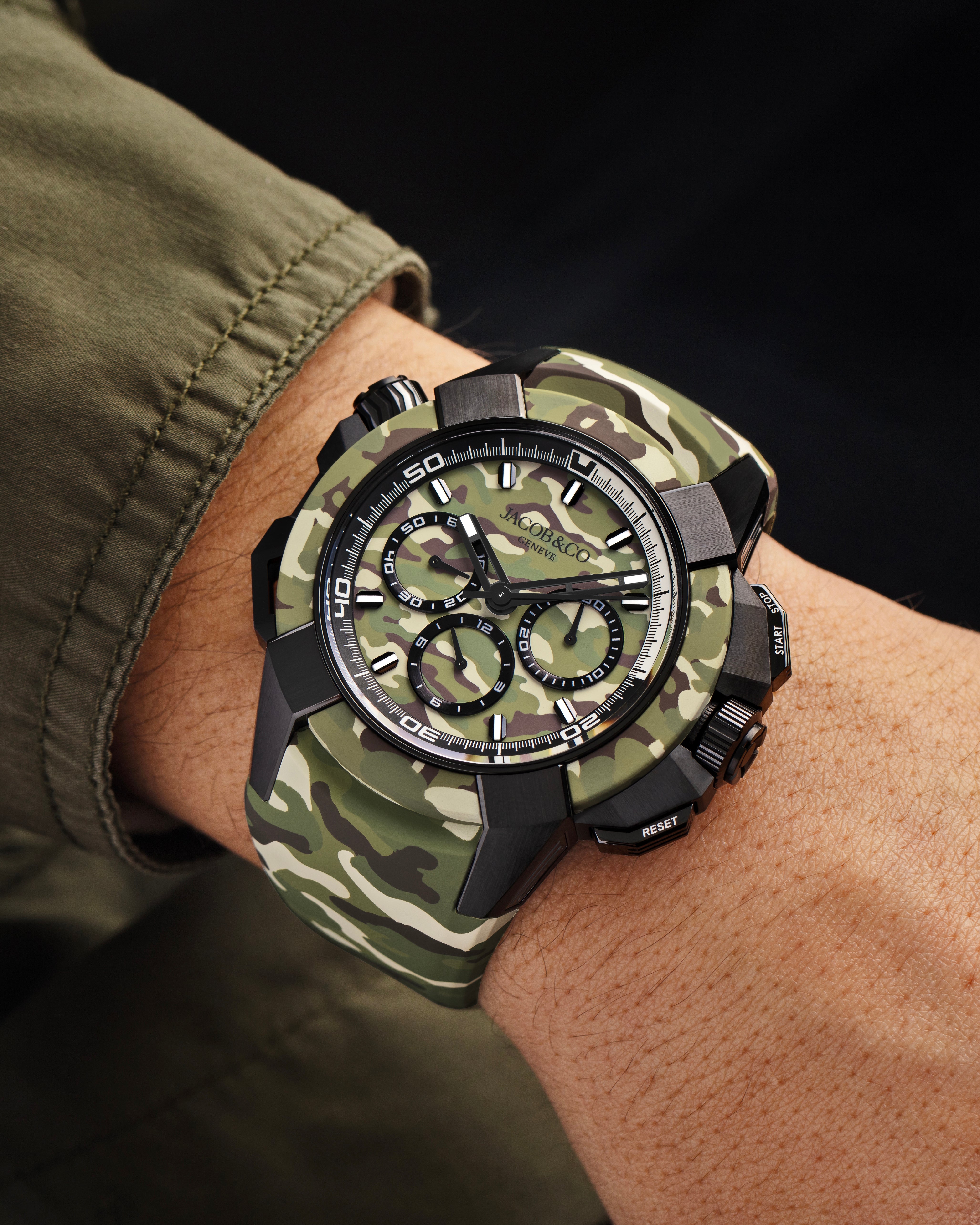 Jacob & Co. EPIC X CHRONO TRI-COMPAX GREEN CAMO 44MM