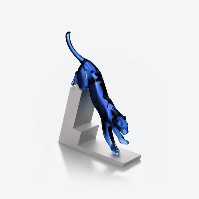 Baccarat PANTHER THE LEAP SCULPTURE MIDNIGHT BLUE