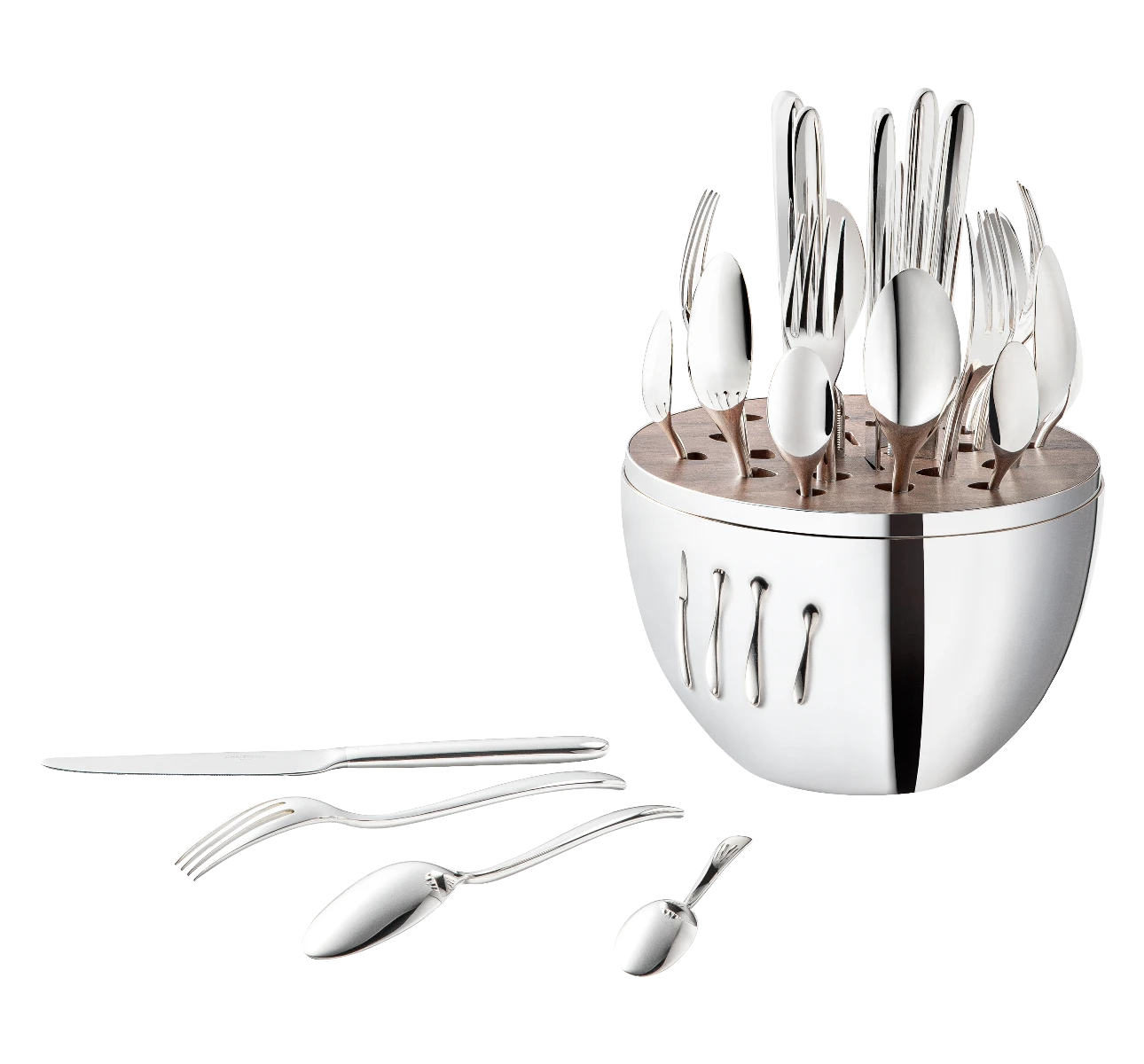 Christofle MOOD 24-Piece Silver Plated Flatware Set with Chest