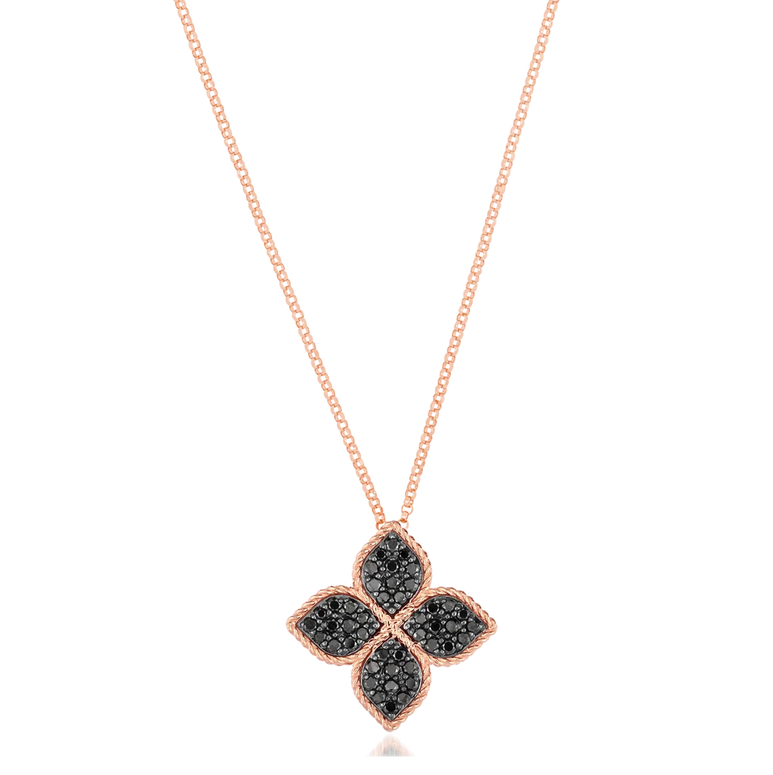 Roberto Coin PRINCESS FLOWER PENDANT WITH BLACK DIAMONDS