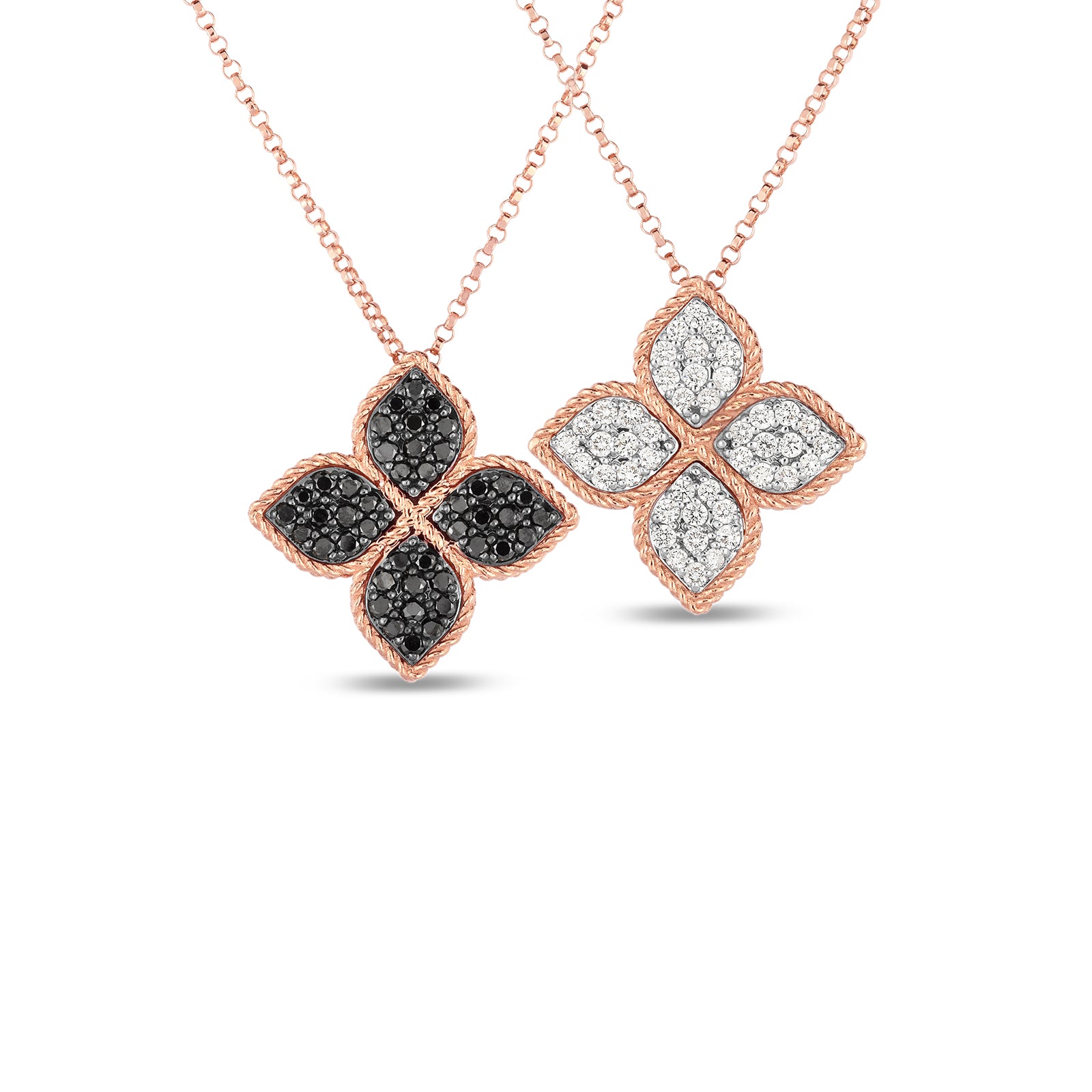 Roberto Coin PRINCESS FLOWER REVERSIBLE PENDANT WITH DIAMONDS