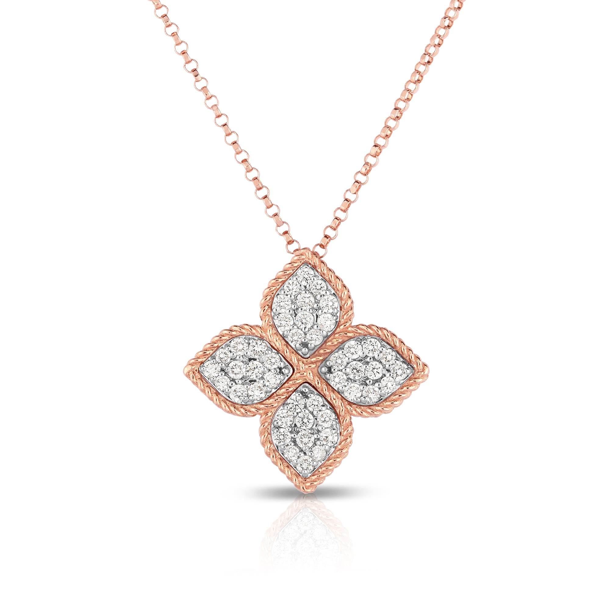 Roberto Coin PRINCESS FLOWER REVERSIBLE PENDANT WITH DIAMONDS