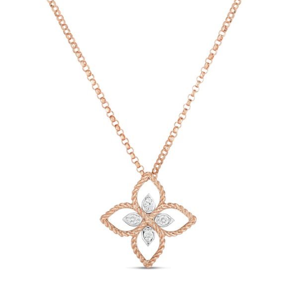 Roberto Coin PRINCESS FLOWER PENDANT WITH DIAMONDS ROSE GOLD