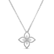 Roberto Coin PRINCESS FLOWER PENDANT WITH DIAMONDS WHITE GOLD