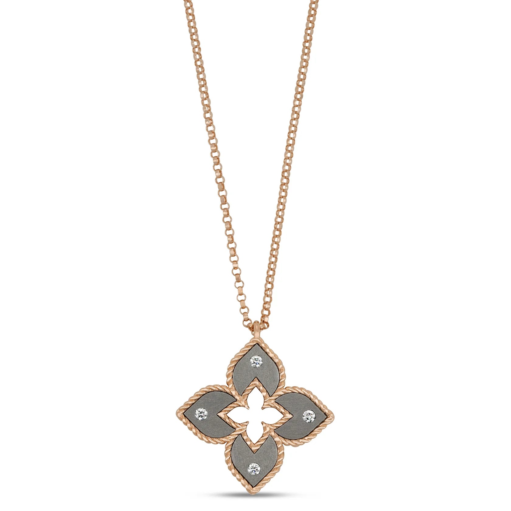 Roberto Coin VENETIAN PRINCESS NECKLACE WITH GREY TITANIUM AND DIAMONDS
