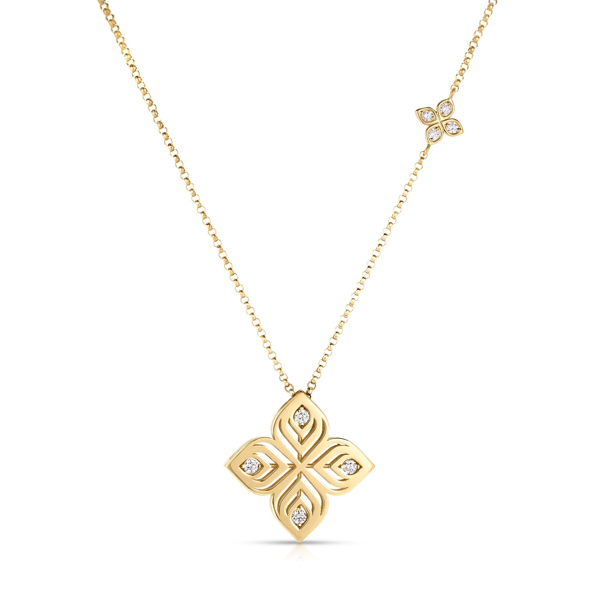 Roberto Coin ARABESQUE FLOWER NECKLACE WITH DIAMONDS