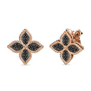 Roberto Coin PRINCESS FLOWER EARRINGS WITH BLACK DIAMONDS