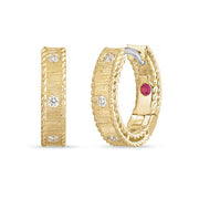 Roberto Coin PRINCESS 18CT YELLOW GOLD WITH DIAMONDS HOOP EARRINGS