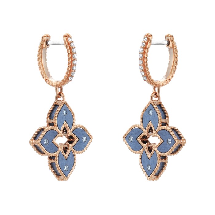 Roberto Coin VENETIAN PRINCESS BLUE TITANIUM AND DIAMOND HOOP EARRINGS