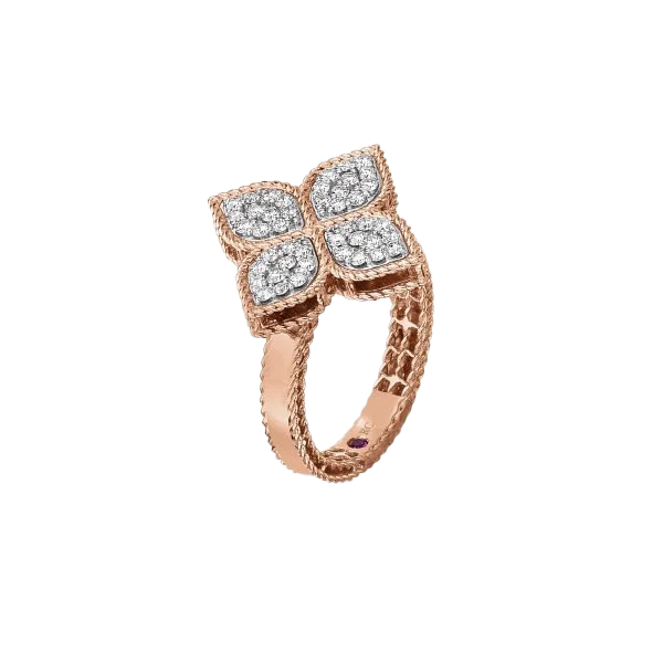 Roberto Coin PRINCESS FLOWER RING WITH DIAMONDS SIZE 54