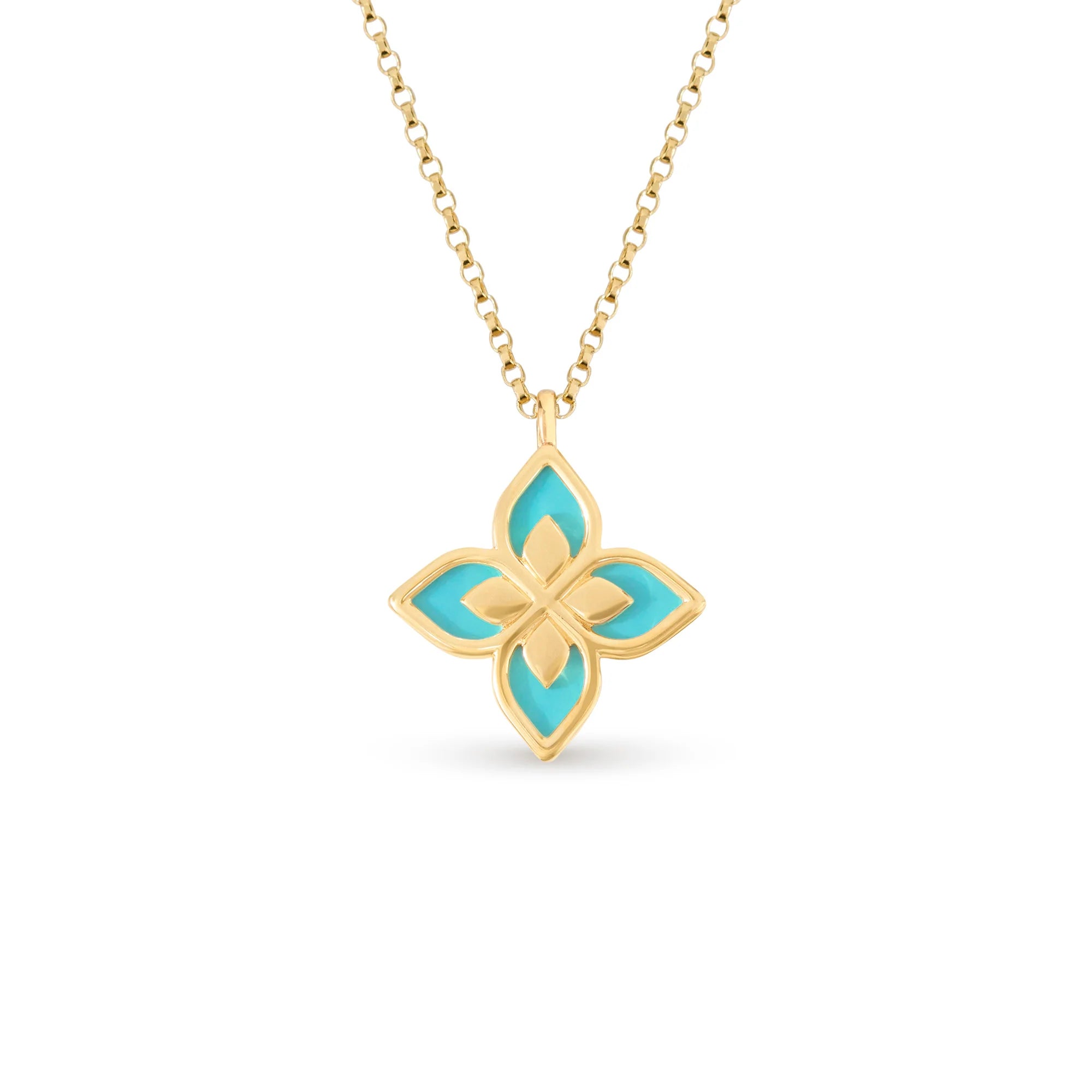 PRINCESS FLOWER NECKLACE FOR CAROUSEL WITH DIAMONDS AND BLUE ENAMEL