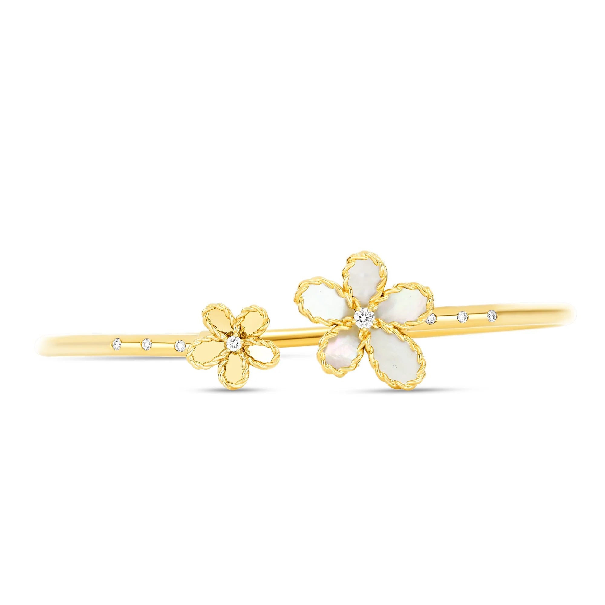 JASMINE BANGLE WITH DIAMONDS AND MOTHER OF PEARL