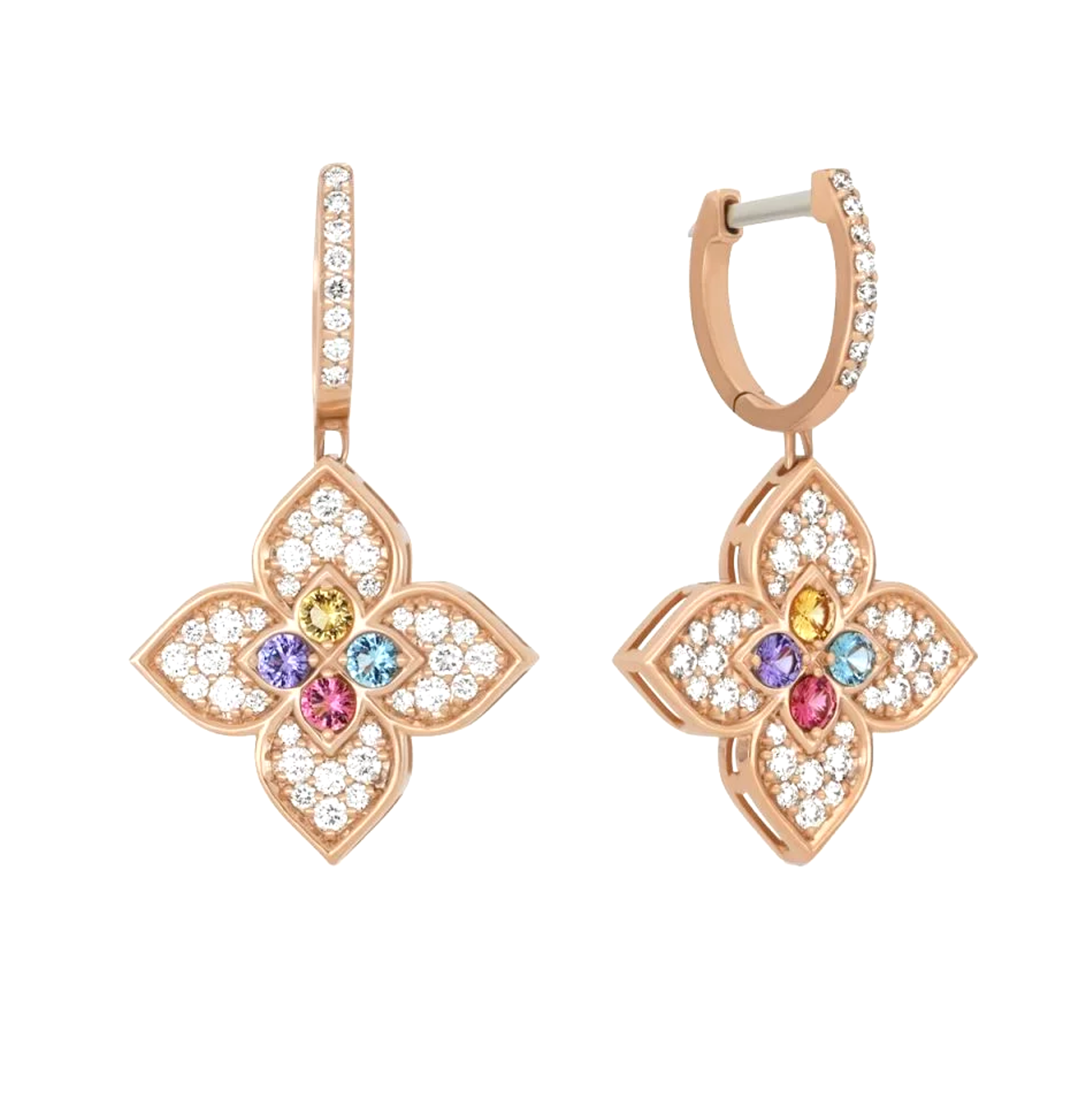 Roberto Coin VENETIAN PRINCESS EARRINGS WITH DIAMONDS AND COLORED GEMSTONES