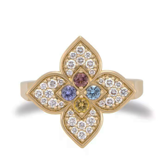 Roberto Coin VENETIAN PRINCESS RING WITH DIAMONDS AND COLORFUL GEMSTONES