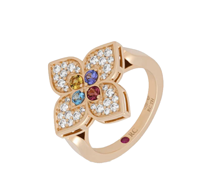 Roberto Coin VENETIAN PRINCESS RING WITH DIAMONDS AND COLORFUL GEMSTONES