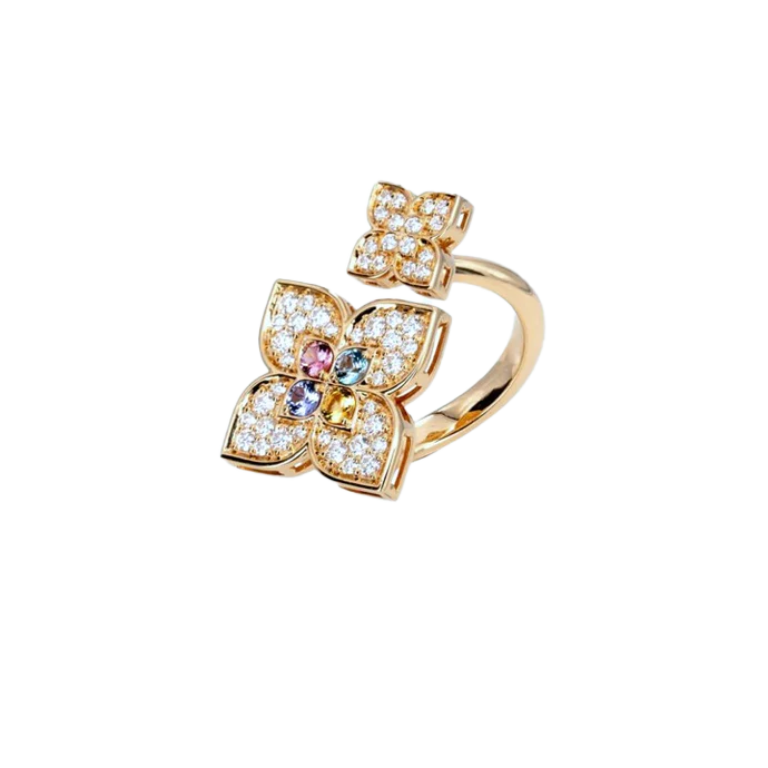 Roberto Coin VENETIAN PRINCESS RING WITH DIAMONDS AND COLORFUL GEMSTONES