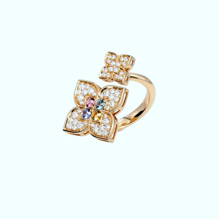 Roberto Coin VENETIAN PRINCESS RING WITH DIAMONDS AND COLORFUL GEMSTONES