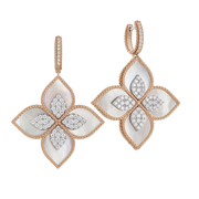 Roberto Coin PRINCESS FLOWER EARRINGS WITH DIAMONDS AND MOTHER OF PEARL
