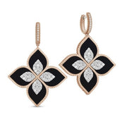 Roberto Coin PRINCESS FLOWER EARRINGS WITH DIAMONDS AND BLACK JADE