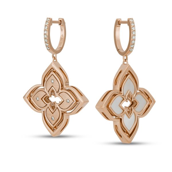 Roberto Coin VENETIAN PRINCESS EARRINGS WITH DIAMONDS AND MOTHER OF PEARL