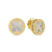 Roberto Coin VENETIAN MEDALLIONS EARRINGS FOR CAROUSEL WITH DIAMONDS AND MOTHER OF PEARL