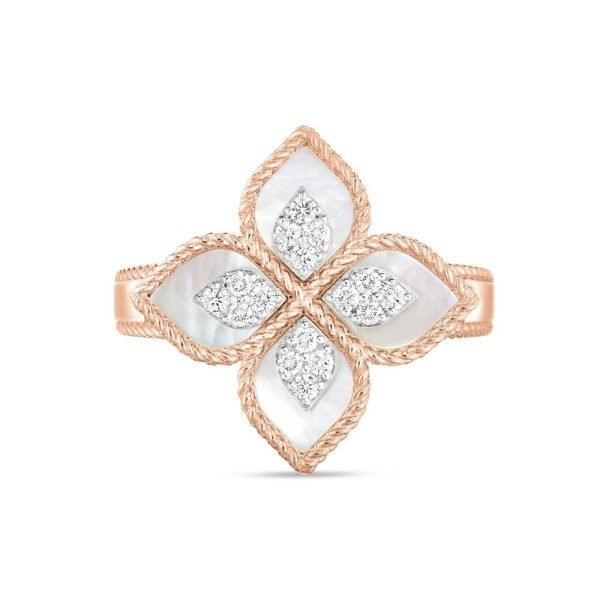 Roberto Coin PRINCESS FLOWER RING MIT PERLMUTT UND DIAMANTEN