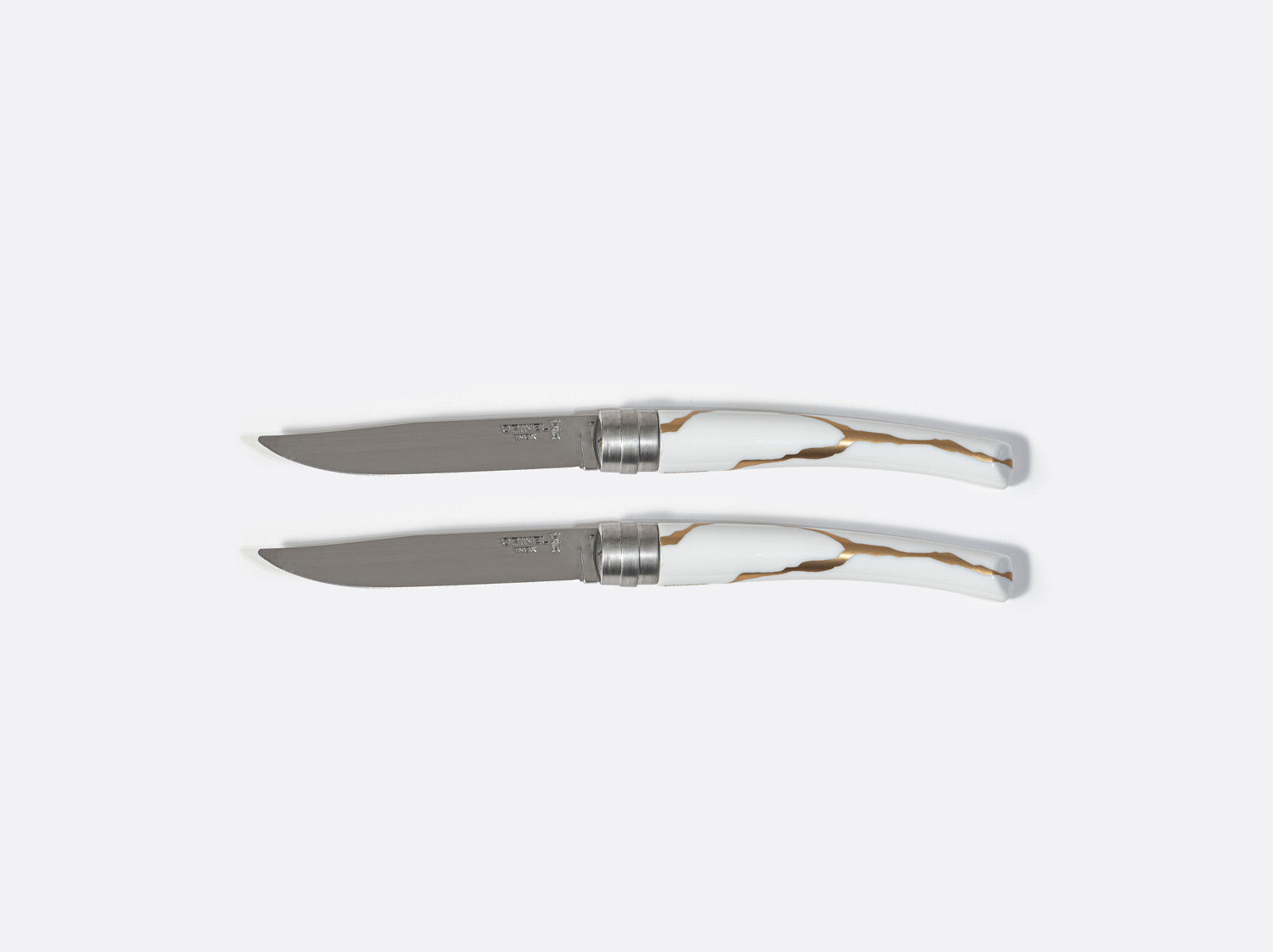 BERNARDAUD KINTSUGI SARKIS - MIROIR ARGENT BLADE TABLE KNIVES SET OF 2