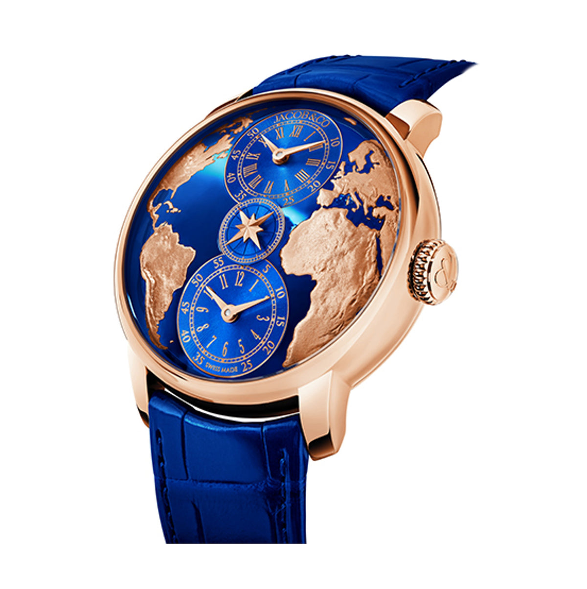 Jacob & Co. DUAL TIME ZONE BLAU 43MM