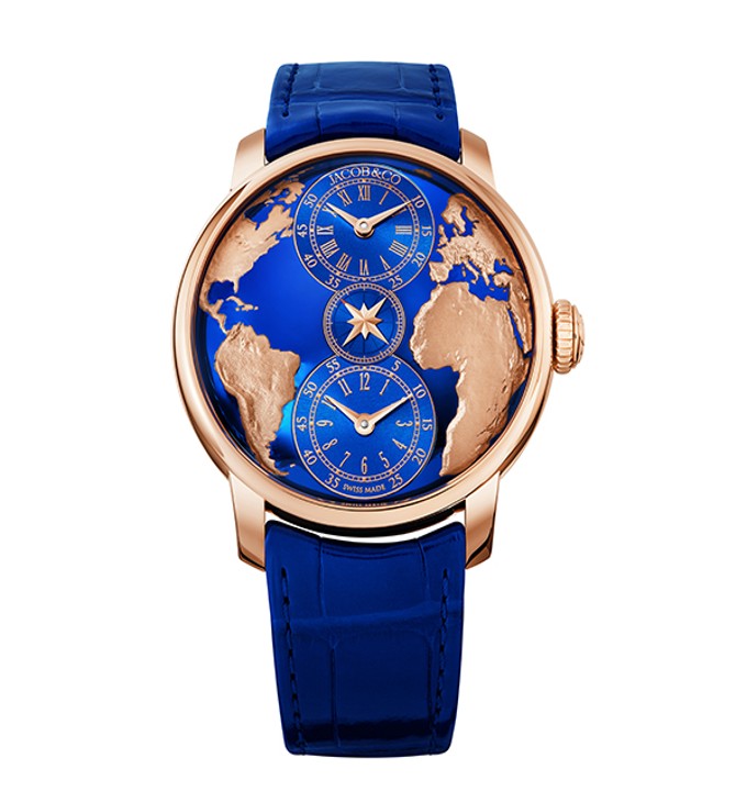 Jacob & Co. DUAL TIME ZONE BLAU 43MM
