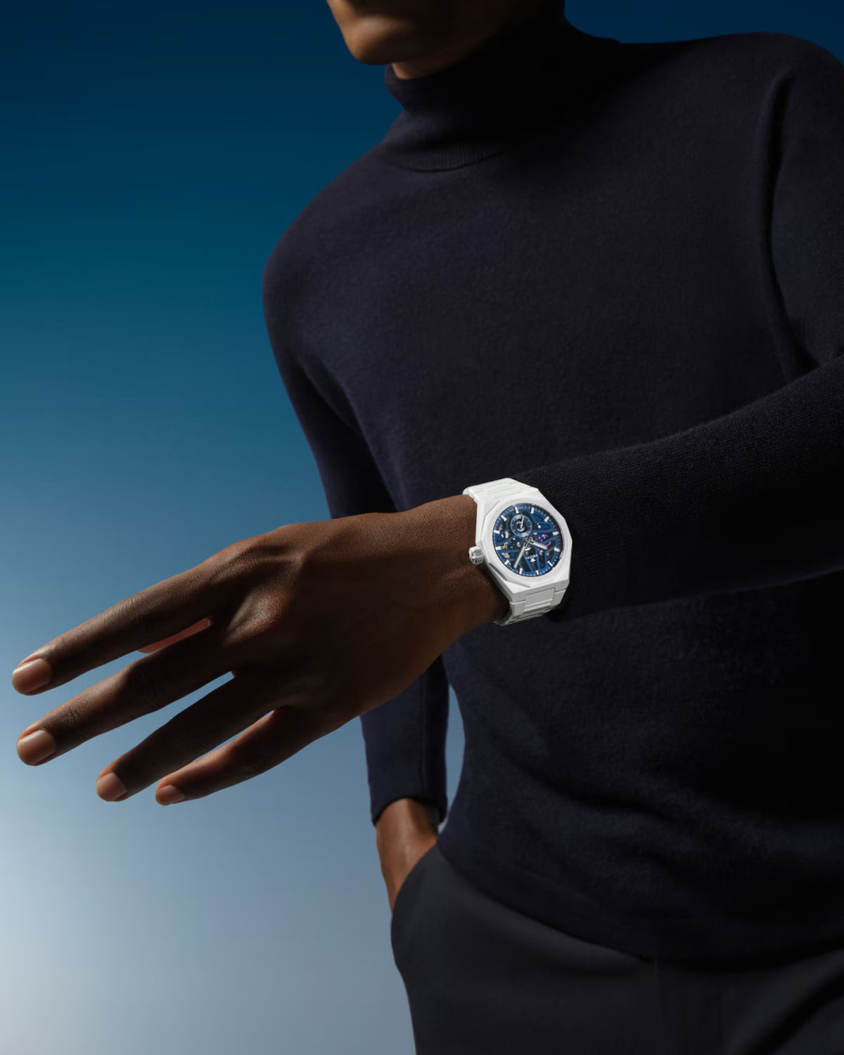 DEFY SKYLINE SKELETON WHITE CERAMIC 41 MM