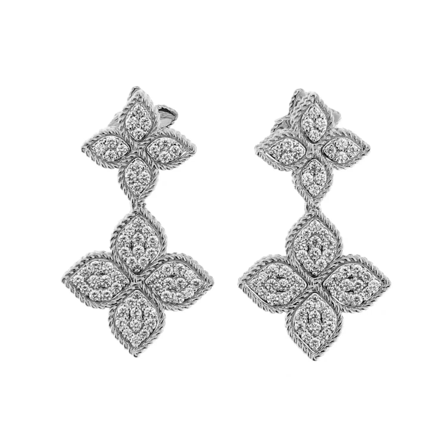 Roberto Coin PRINCESS FLOWER 0.45CT DIAMOND DROP PETAL EARRINGS