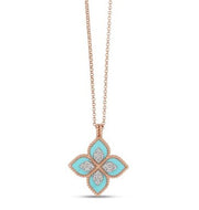 Roberto Coin PRINCESS FLOWER PENDANT WITH DIAMONDS AND TURQUOISE
