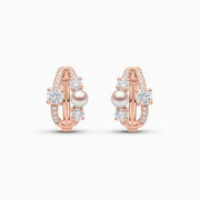Yoko London BABY GLITZ AKOYA PEARL AND ROUND CUT DIAMOND HOOP EARRINGS