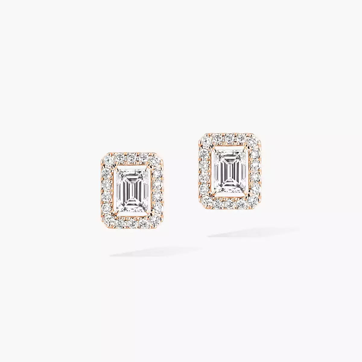 Joy emerald cut earrings, small model rose gold