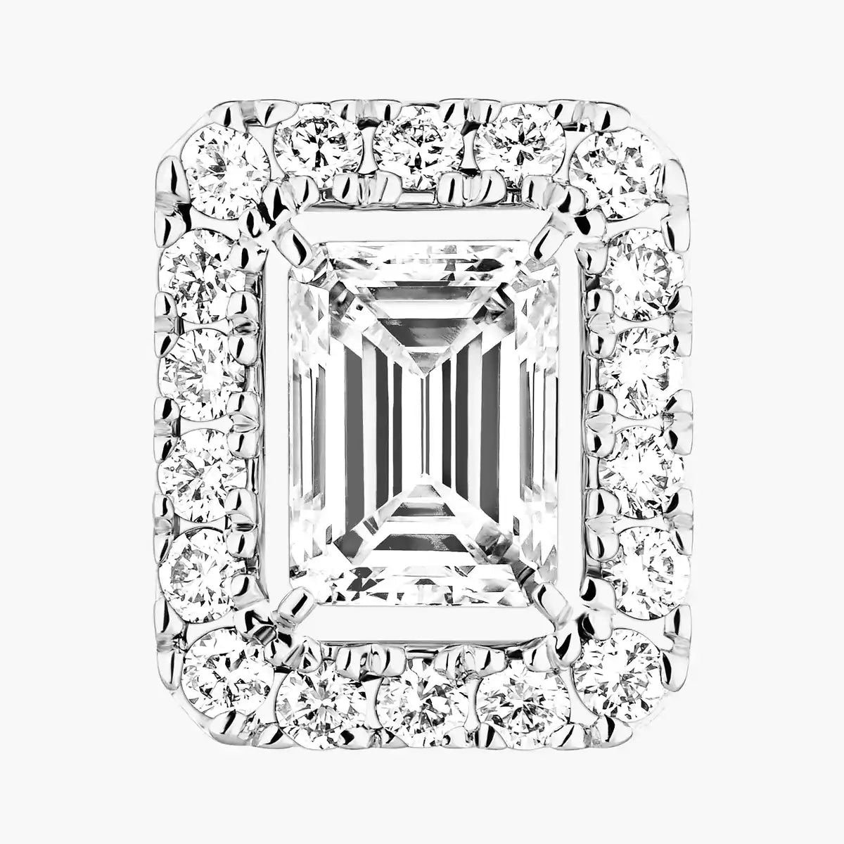 Joy emerald cut earrings, small model white gold