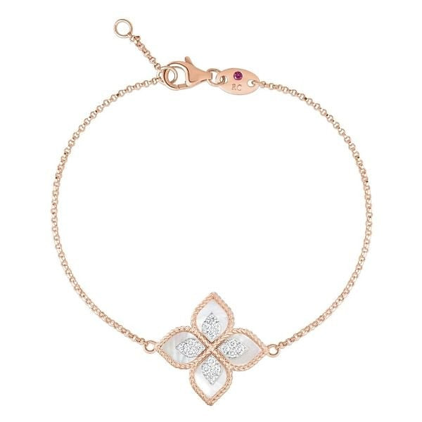 Roberto Coin PRINCESS FLOWER BRACELET WITH DIAMONDS AND MOTHER OF PEARL