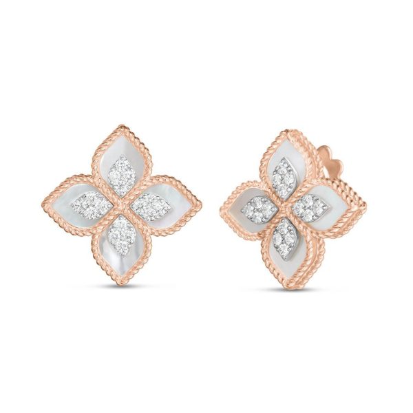 Boucles d'oreilles Princesse Fleur avec Diamants et Nacre Roberto Coin