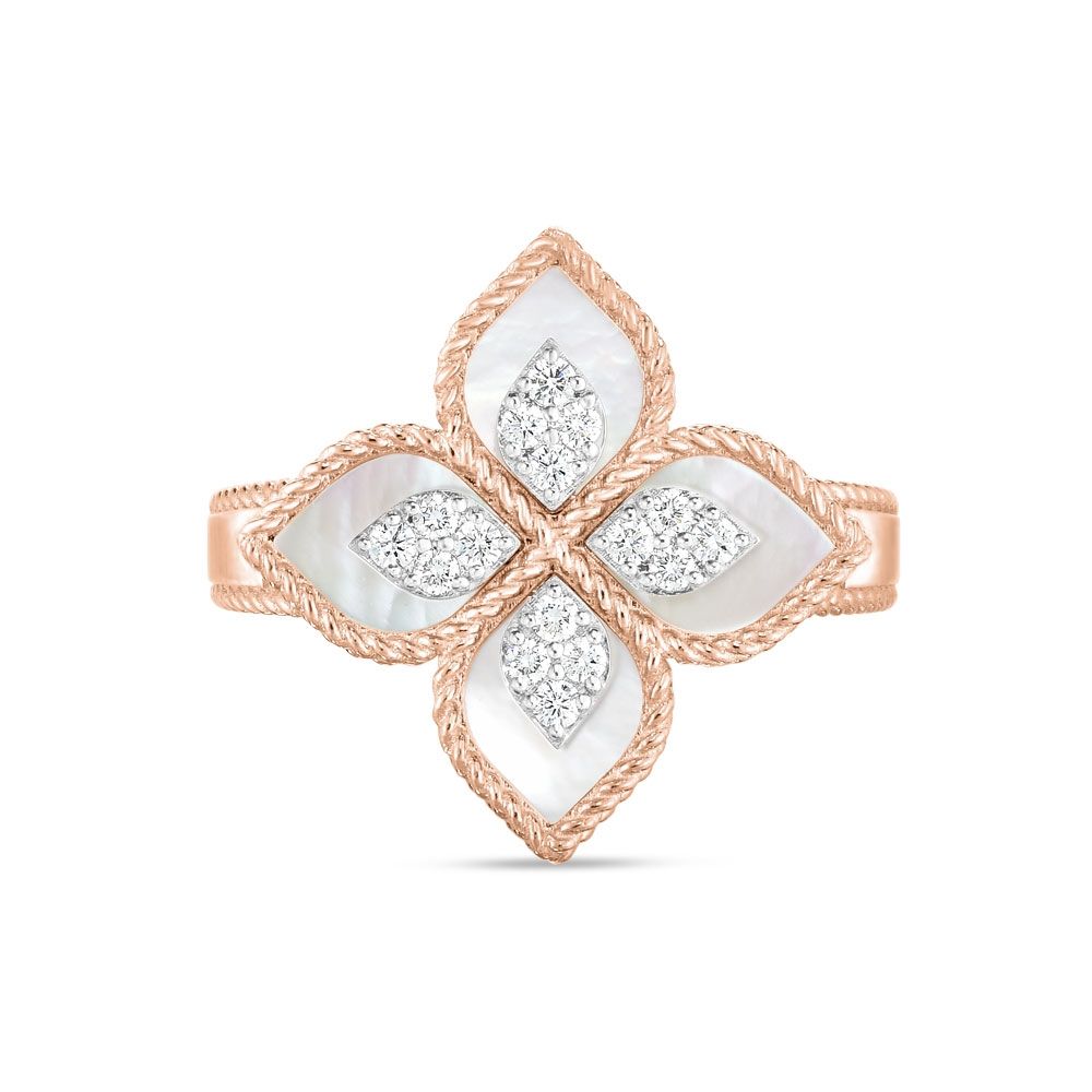 Roberto Coin PRINCESS FLOWER RING WITH MOTHER OF PEARL AND DIAMONDS