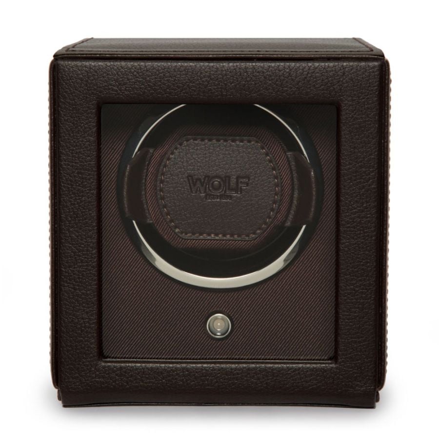 WOLF CUB SINGLE WATCH WINDER WITH COVER BROWN
