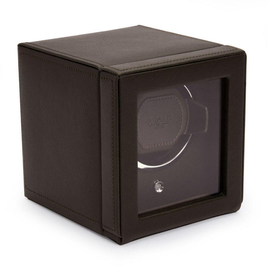 WOLF CUB SINGLE WATCH WINDER WITH COVER BROWN
